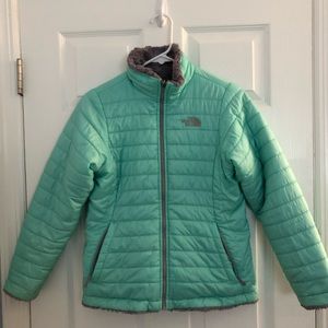 Girls North Face reversible coat size L
